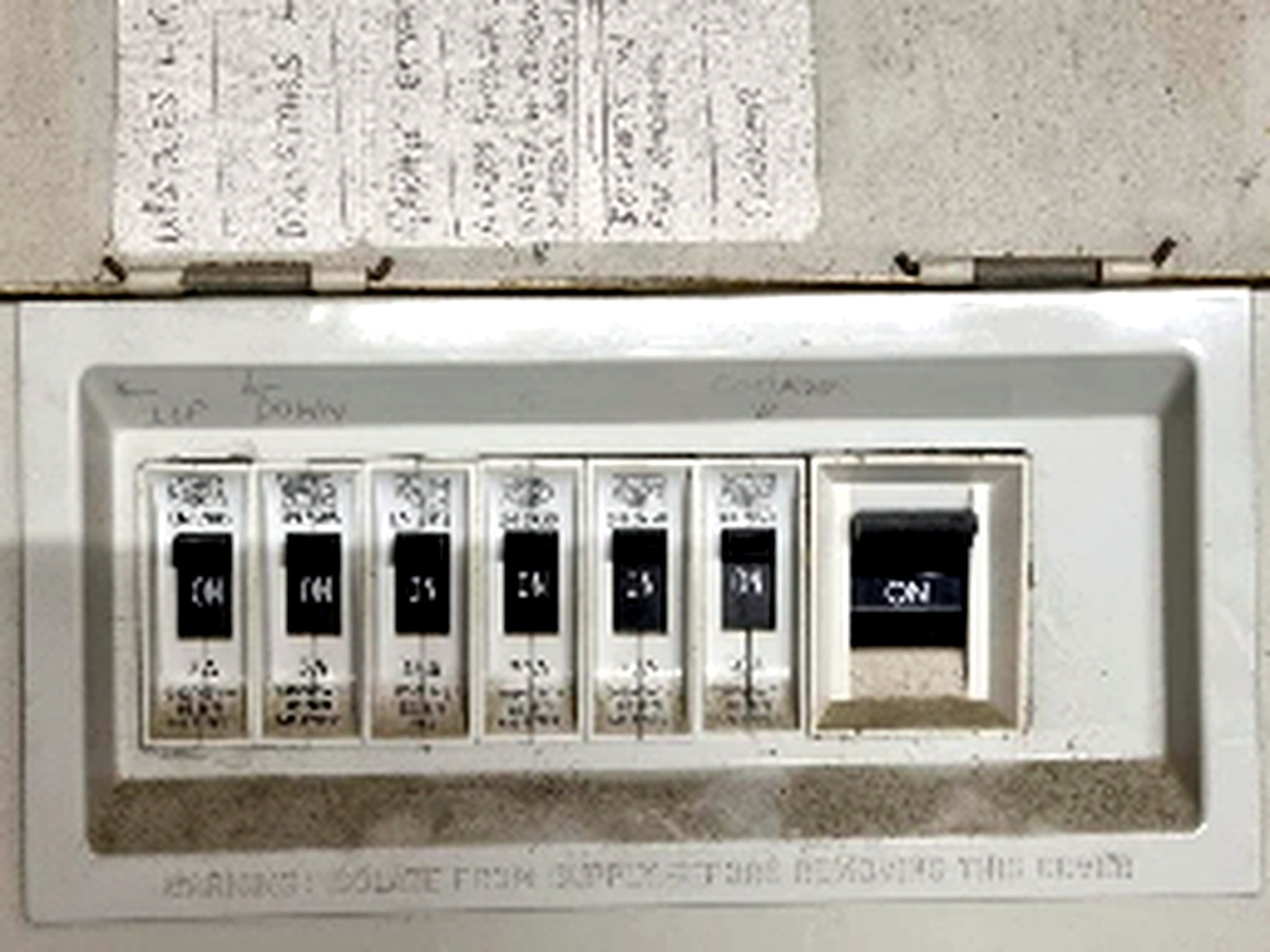 Early consumer unit fitted with miniature circuit breakers