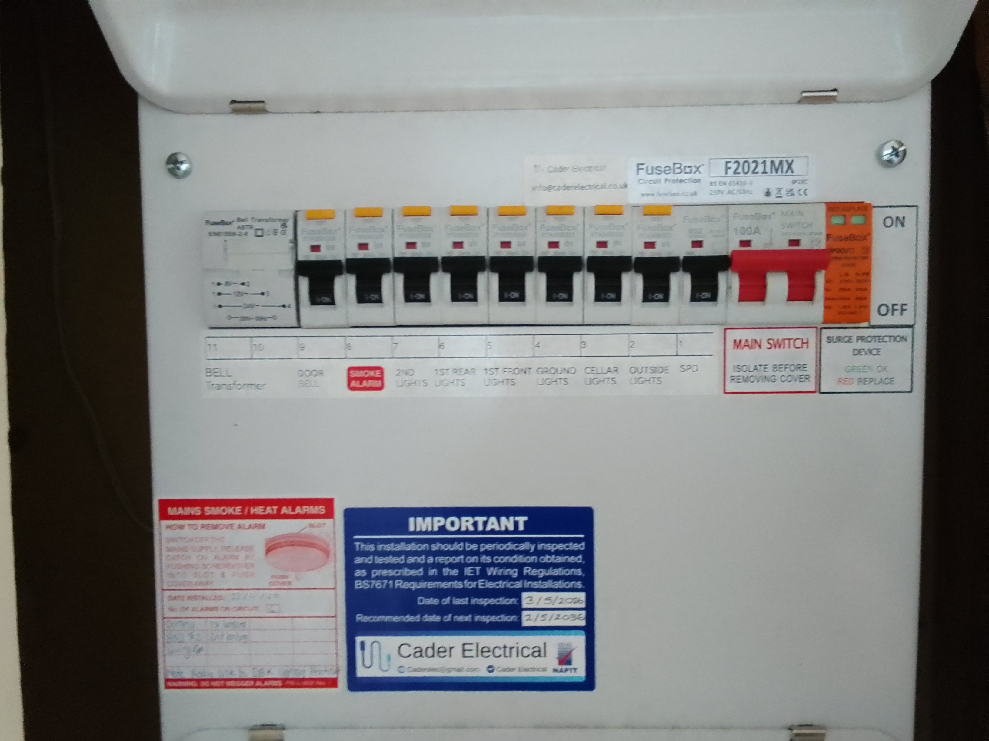 Modern labelled RCBO consumer unit