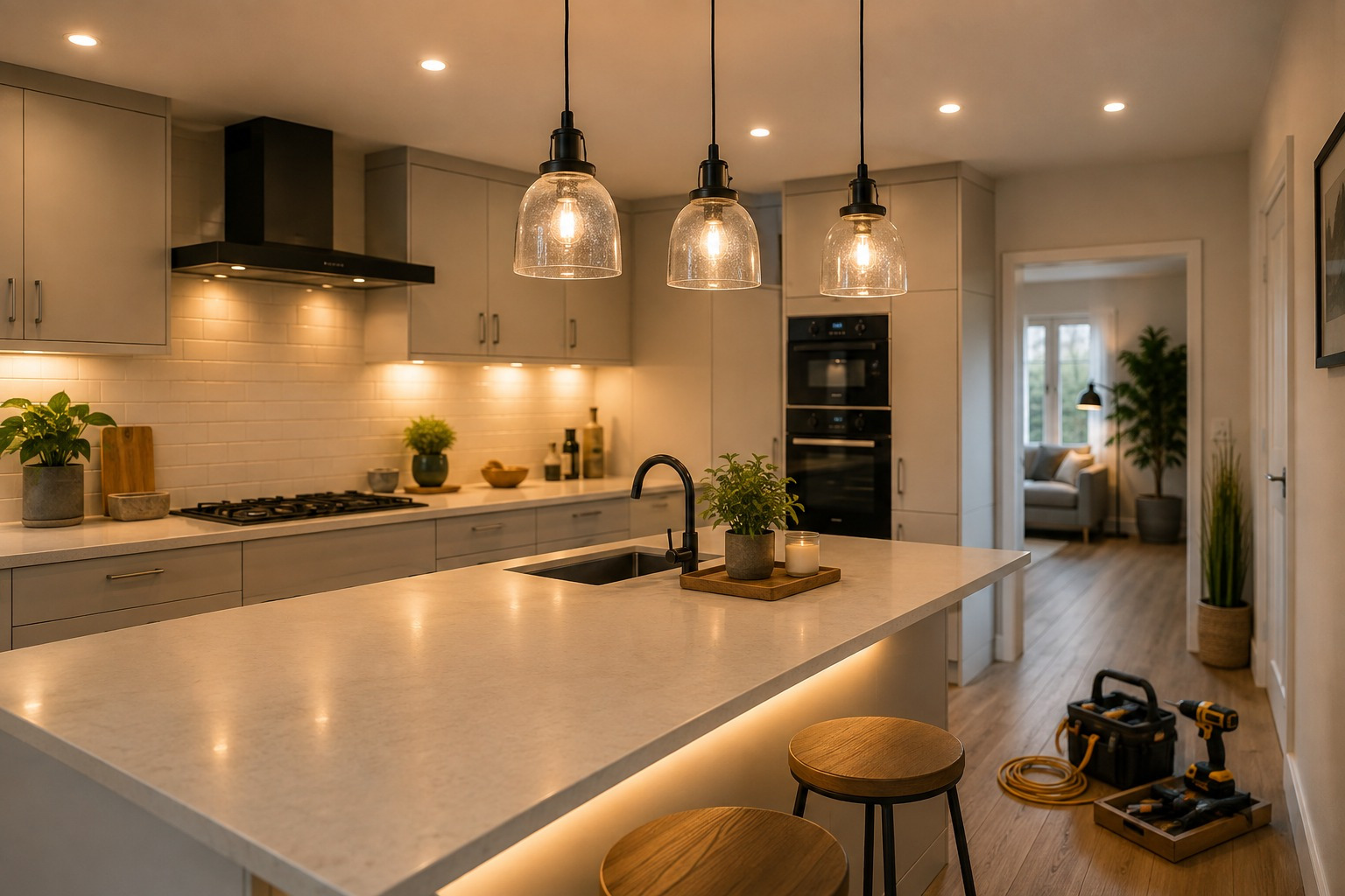 Completed kitchen lighting and electrical improvements