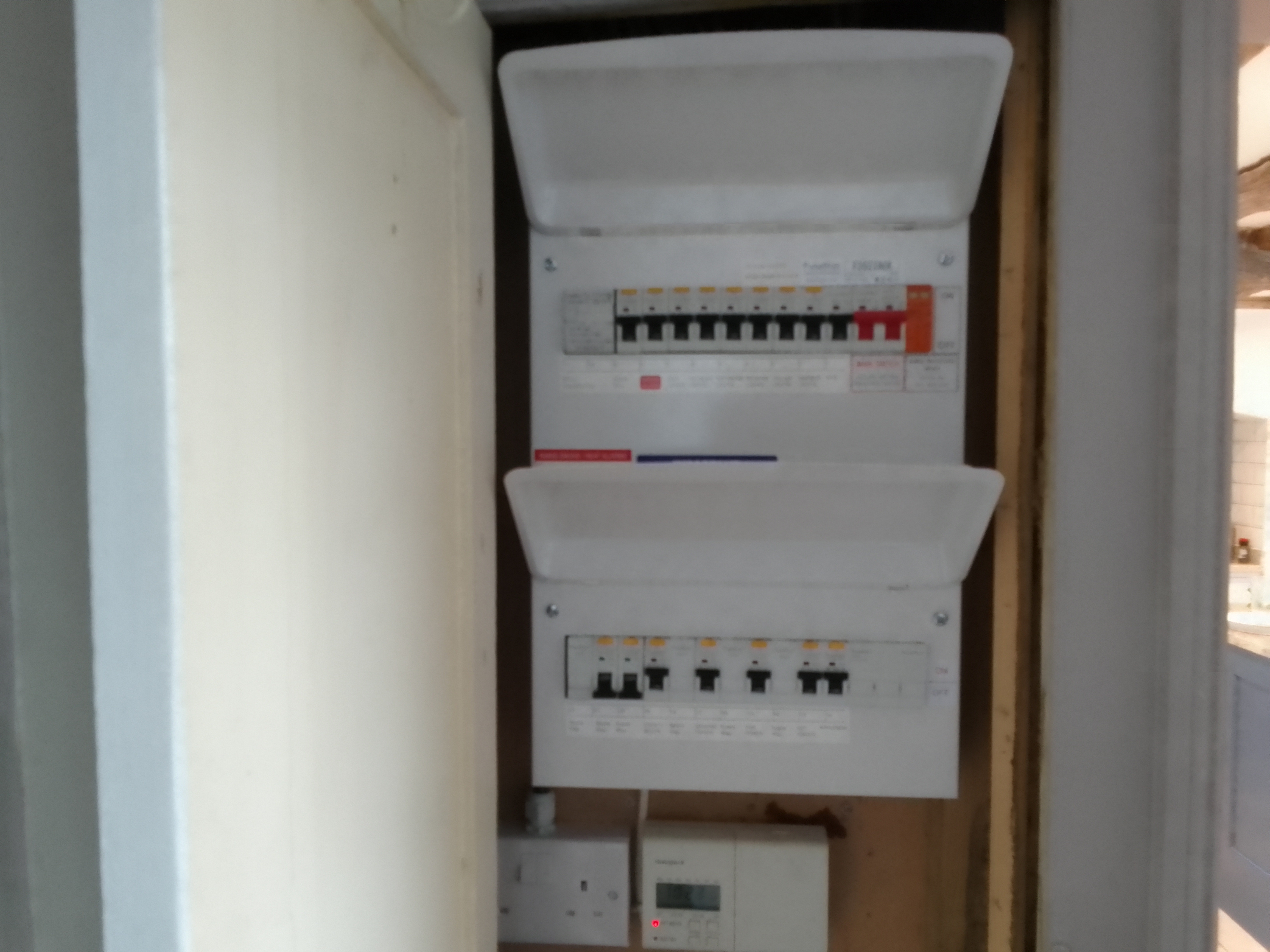 Modern metal consumer unit with individual RCBO protection